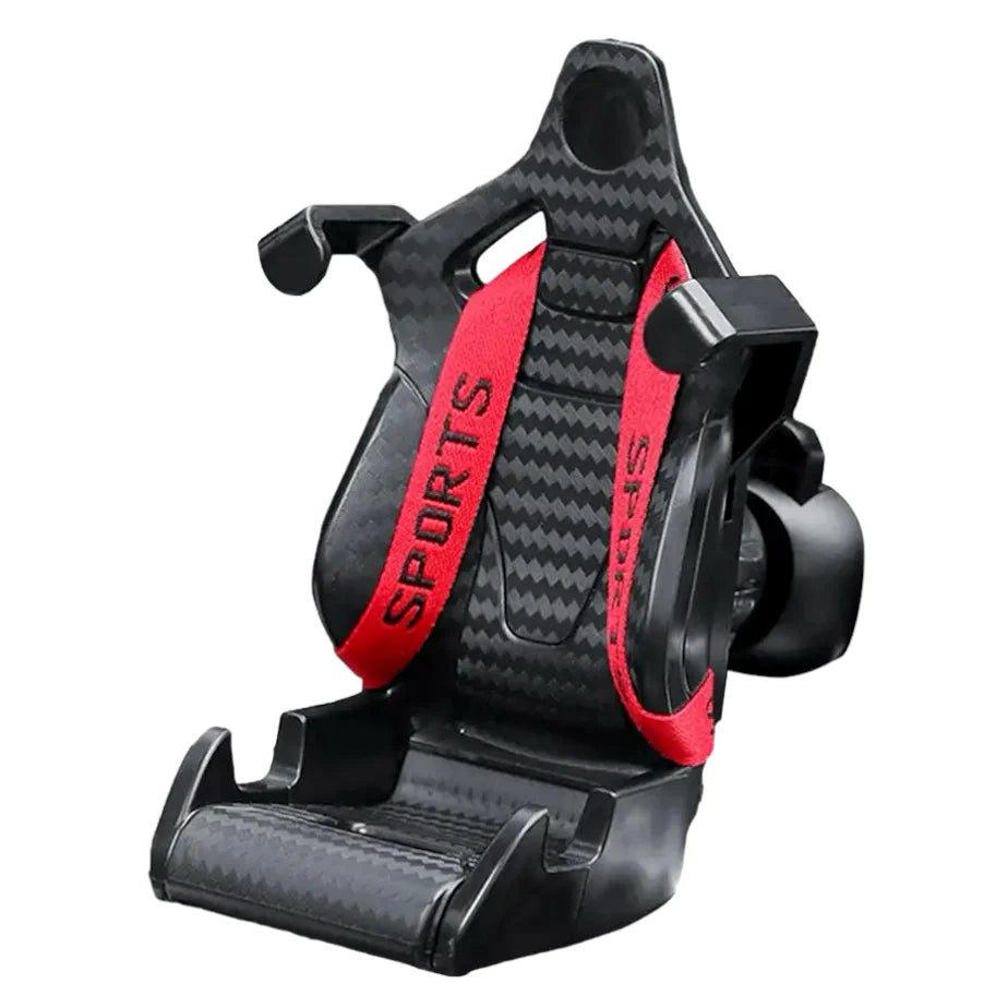 Carbon Schalensitz Halterung mit roten Renngurten